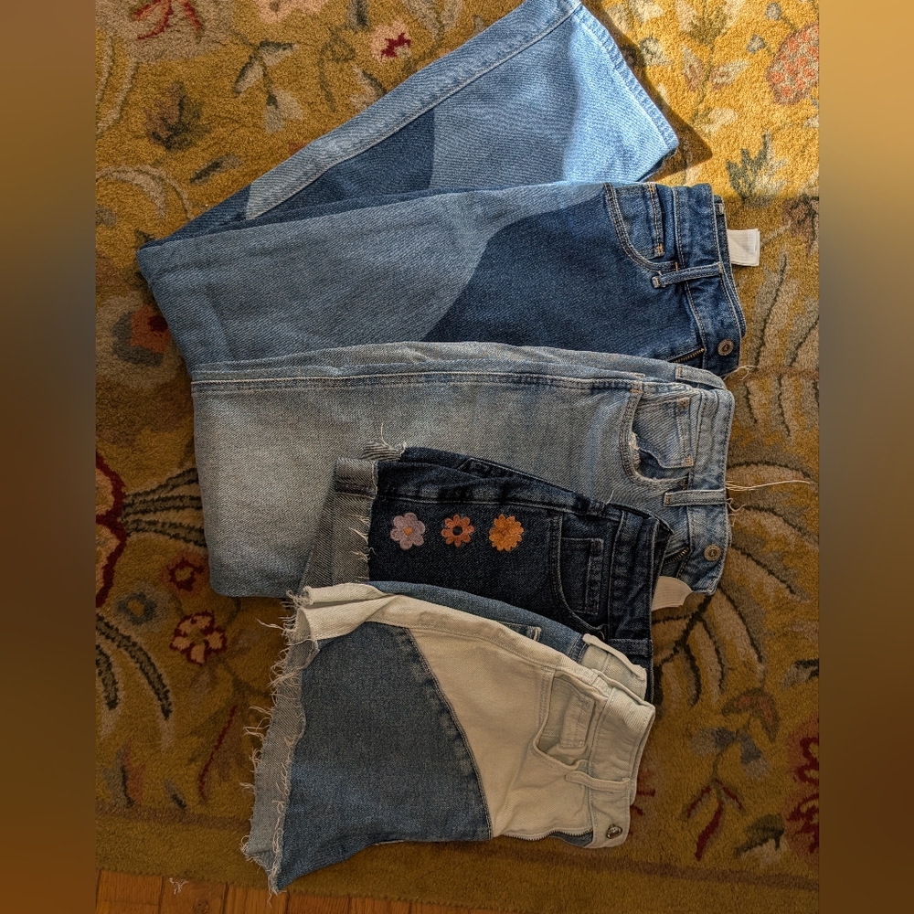 Hollister Women's Jeans Bundle And Shorts 24 Wave, Flowers, Patchwork, Regular